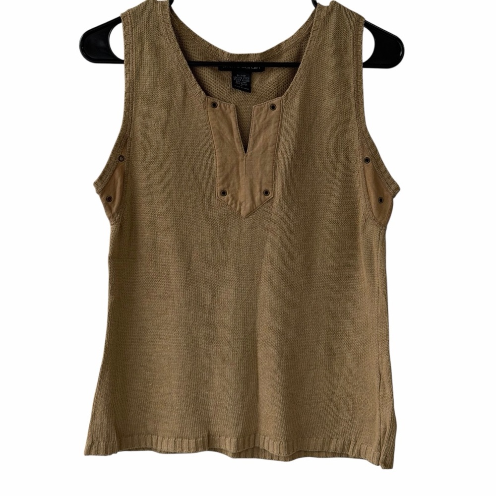 Pierre Cardin Tan Linen Blend Knit Top Size M